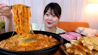 꾸덕꾸덕 매콤한 두찜신메뉴 불닭로제찜닭 꿔바로우 납작만두 쌈무 먹방 Spicy Roze Jjimdark Sweet and sour Pork Koreanfood Mukbang