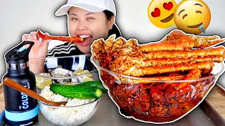 KING CRAB + SNOW CRAB + CRAWFISH + OYSTERS SEAFOOD BOIL WITH BLOVES SAUCE MUKBANG 먹방 EATING SHOW!
