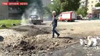 Славянск 29 06 2014 Последствия артиллерийского обстрела города с горы Карачун