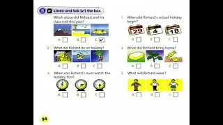 Fun for Flyers 4th Ed Unit 45 Talking about the time Exercise B, page 94