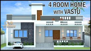 4 Room 3D House Design With Vastu | 40x35 4 Room House With Vastu | Gopal Architecture