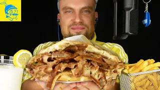 ASMR eating doner kebab sandwich 💛💙 - GFASMR