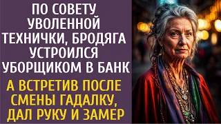 По совету уволенной технички, бродяга устроился уборщиком в банк… А встретив после смены гадалку…