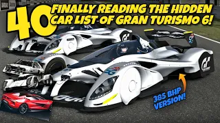 Checking out Over 40 Unused ''Secret'' Cars Listed in the Code of Gran Turismo 6!