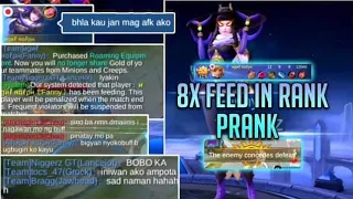 FANNY PRANK!!! X8 FEED IN MYHTIC TIER TEAM!!! MOST EPIC COMEBACK!!! | EVERYONE SHOCKED!!! | MLBB