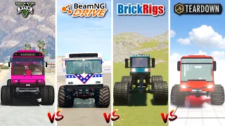 MONSTER BUS in GTA 5 vs TEARDOWN vs BEAMNG DRIVE vs BRICK RIGS - WHICH IS BEST MONSTER BUS?
