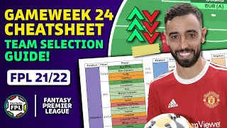 FPL GW24 CHEATSHEET Preview | Fantasy Premier League Tips 21/22