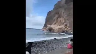 Chunks of cliff collapse in Spanish island, scary moment captured on camera