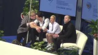 European Championships 2013,24.01 PAIRS Kiss&Cry VOLOSOZHAR / Maxim TRANKOV