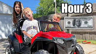 Last to Leave Toy Car Wins $100 | Colin Amazing