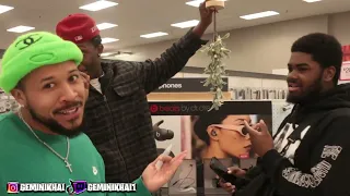 Kiss me under the mistletoe prank!