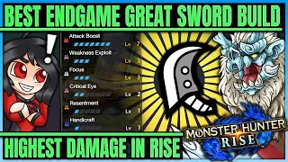 Rise Best Great Sword Build - Highest Damage - True Charge & Rage Slash - Monster Hunter Rise! #rise