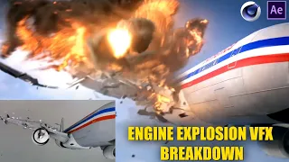 Plane Engine explosion | VFX breakdown, cinema 4d, after effects, turbulence fd plugin