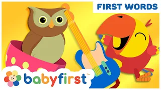 Toddler Learning Video w Larry | First Words | Musical instruments & Animals for Kids | Baby FirstTV