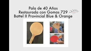 Pala de 40 años Fibra Carbón + Gomas Friendship 729 Battle II Provincial Blue & Orange