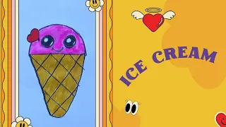 DRAW ICE CREAM WITH LOVE HEAT/КАК НАРИСОВАТЬ МОРОЖЕНОЕ С ЛЮБОВЬЮ СЕРДЦЕ ЛЕГКО И ЛЕГКО, ШАГ ЗА ШАГОМ