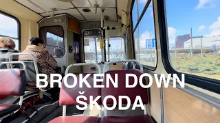 Broken down Škoda trolleybus 14Tr10/6 #2114 in Vilnius 26/03/2024