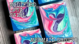 Modified Luna Swirl | 🧜‍♀️ Mermaid Grotto Cold Process Soap | Vegan | Split Method Milk Soap