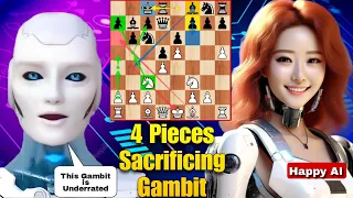 Stockfish 16 Brilliantly SACRIFICED HIS 4 Pieces Against The Happy Chess AI | Chess Strategy | AI