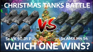 CHRISTMAS TANK SHOWDOWN (5x VK 90.01 P vs 5x AMX M4 54) - Which One Wins? | WOT BLITZ