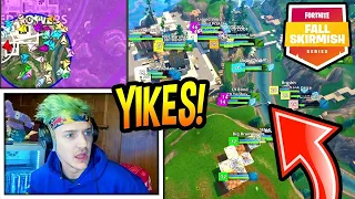 NINJA REACTS TO 60 PLAYERS IN *FINAL* CIRCLE! (FALL SKIRMISH) Fortnite FUNNY & SAVAGE Moments