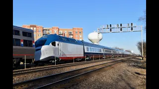 New Amtrak Acela Set in Illinois and Railfanning La Grange