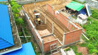 Wonderful Bulldozer Showing New Project Making Road To House And Dump Truck Working Unloading Dirt