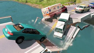 Collapsing Bridge Pileup Crashes 27 | BeamNG.drive