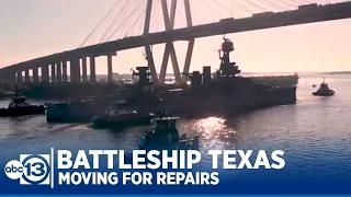 Historic Battleship Texas moving to Galveston for repairs