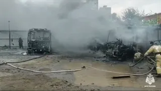 Восемь пассажирских автобусов сгорели утром во Владивостоке.