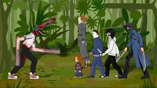 Chainsaw man vs Katana man, Chuky, It pennywise, Michael, Jeff | DC2 Animation