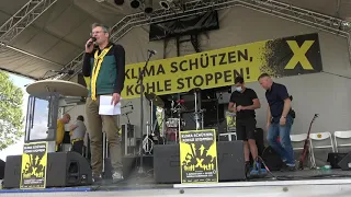 7.8.21 Christoph Bautz von Campact bei der Klima Schützen Kohle stoppen Demo in Keyenberg