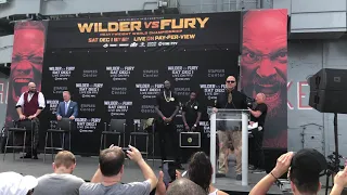 DEONTAY WILDER TYSON FURY NYC PRESSER FIREWORKS AND FACEOFF