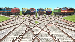 8 TRAIN CROSSING ON MULTI BROKEN RAILROAD TRACK | Electric Train | Utkrist Express | Train Videos