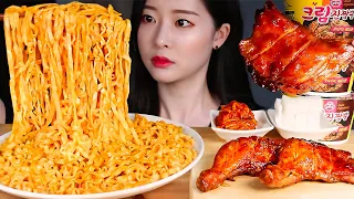 새로나온 크림진짬뽕 자메이카통다리구이 먹방/CREAMY SEAFOOD STIR-FRIED RAMEN NOODLE * 3CUPS! JAMAICAN CHICKEN BBQ MUKBANG