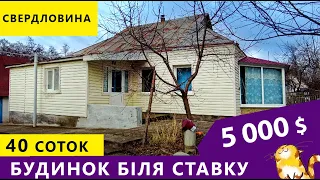 Огляд будинку зі ставком та струмочком у городі