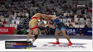 Daton Fix vs Vitali Arujau (57 kg) Semi Finals Olympic Trials Wrestling