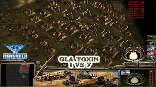 Gla Toxin 1 vs 7 Usa Air Force Generals  - Command & Conquer Generals Zero Hour (Big Game Hunters)