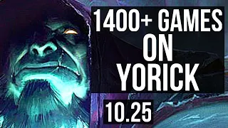 YORICK vs TEEMO (TOP) | 1400+ games, 1.1M mastery, 4/2/8, Rank 10 Yorick | BR Master | v10.25