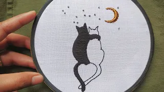 Cute cat Embroidery video  || Embroidery for Beginners - Let's Explore