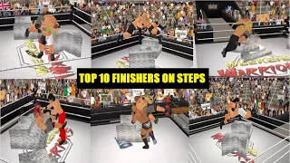 Top 10 WWE Finishers On Steel Steps | WRESTLING EMPIRE | WWE | WR3D