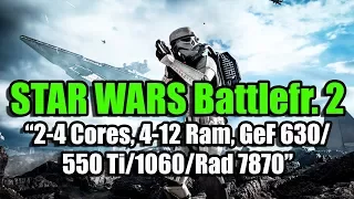 Тест STAR WARS Battlefront 2 (Beta) на слабом ПК (2-4 Cores, 4-12 Ram, GeF 630/550/1060, Rad 7870)