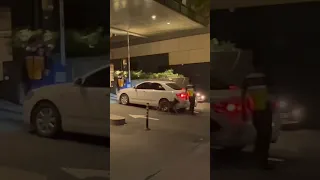 drug sniffing dogs check a man’s car in BGC
