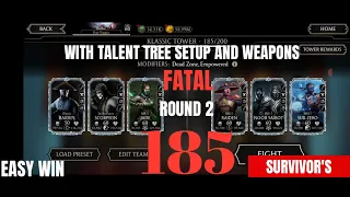 FATAL KLASSIC TOWER HARD BATTLE 185 WITH TALENT TREE SETUPS ,MORTAL KOMBAT MOBILE MK MOBILE GAMING