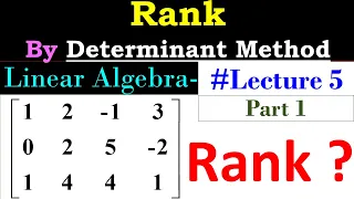 Linear Algebra || Lecture 5 (Part 1) || Rank By Determinant method - Best Explanation With Animation