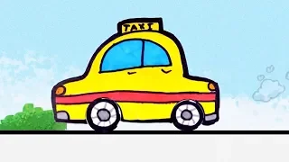 How To Draw Taxi Step by Step Color Learning for Kids Easy Drawing Kids Drawing