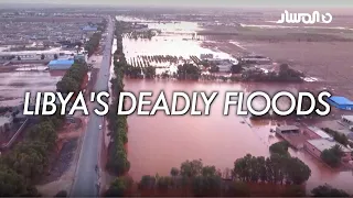 Drone footage shows flooding in E. Libya's northern coast as 2,000 feared dead after storm