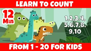 🦕 Learn to Count from 1 - 20 for Kids 🦖+Compilation | HiDino Kids Songs