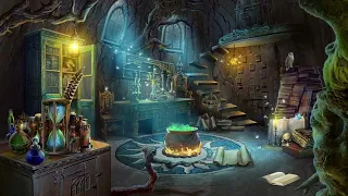 Harry Potter Magical Wizzard's 🧪 Laboratory with Rain and Fire Crackling ASMR Spooky but Relaxing!