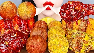 ASMR MOZZARELLA CHEESE BALLS, SPICY CHICKEN, SAUSAGE TTEOK, PINEAPPLE COOKING&EATING SOUNDS MUKBANG